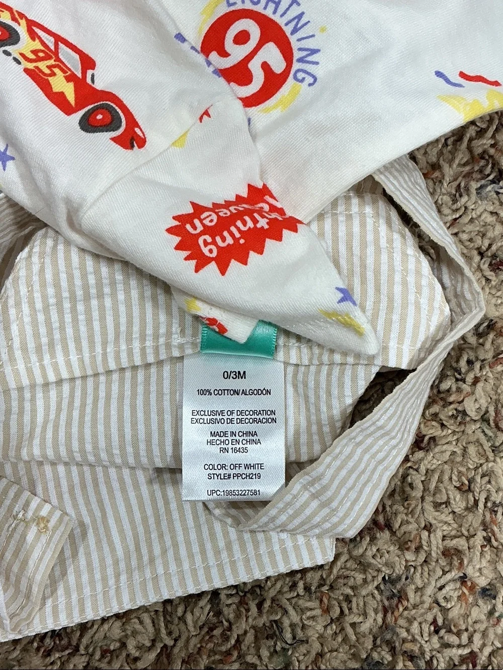 Lightning McQueen 0/3 months 2 pc overalls set NWT